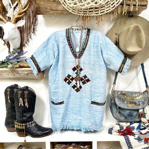 Rare hand embroidered vintage tunic w Navajo /native/country/western/cottagecore